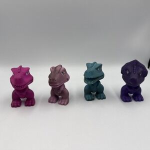 Gi-Go Dinosaurs Re-Evolution Triceratops T-rex Blue Purple Vynl Lot of 4 Used